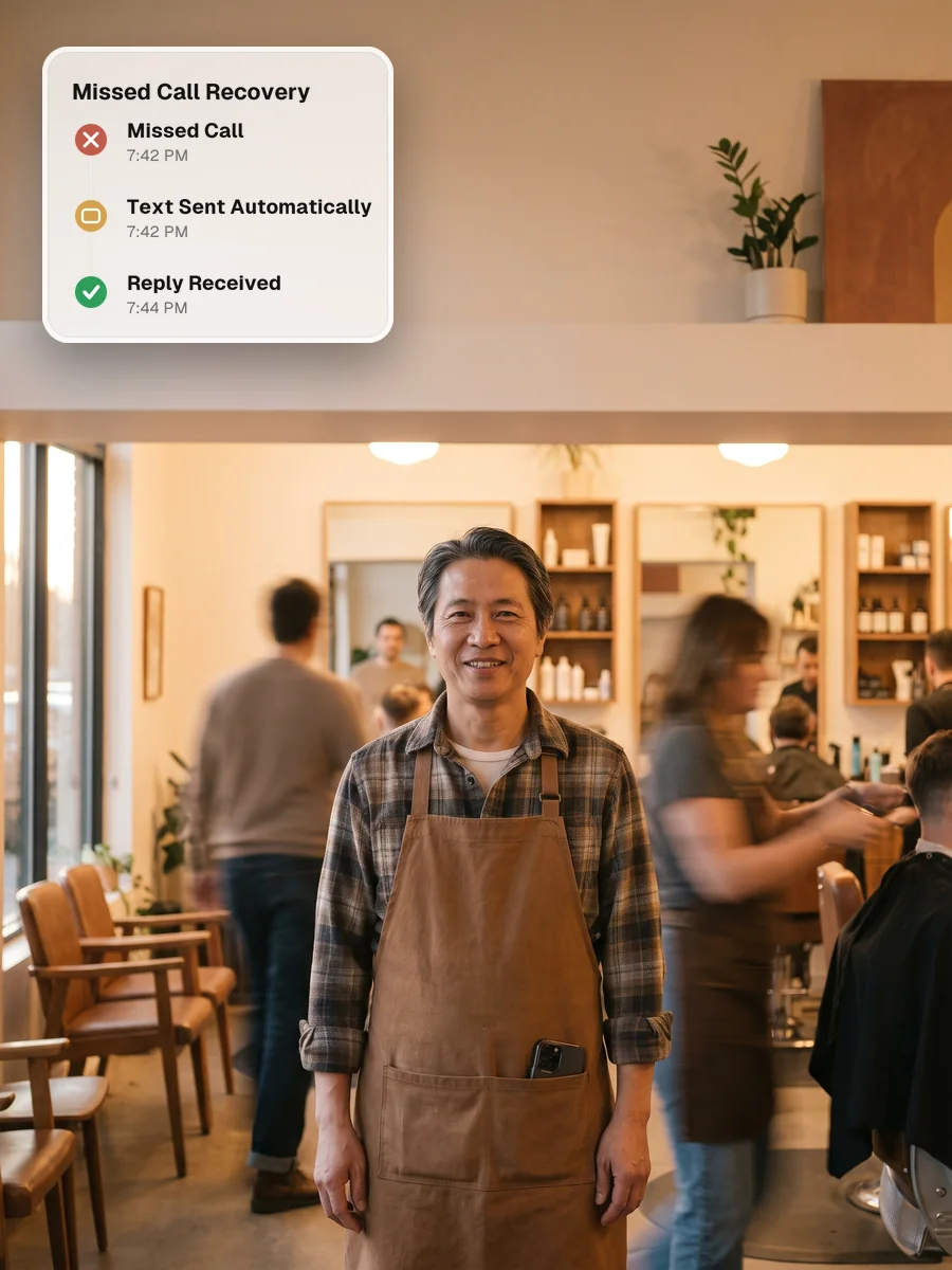A small-business owner standing confidently in a busy shop